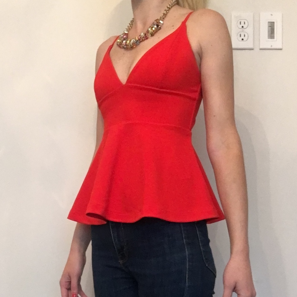 Bright Red Peplum Top
